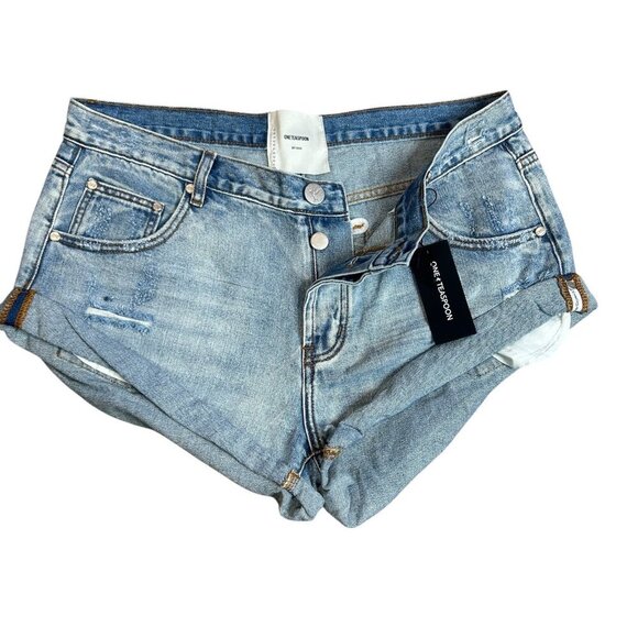 One Teaspoon Hendrixe Bandits Distressed Denim Shorts Size 32 NWT $110 - Picture 1 of 11
